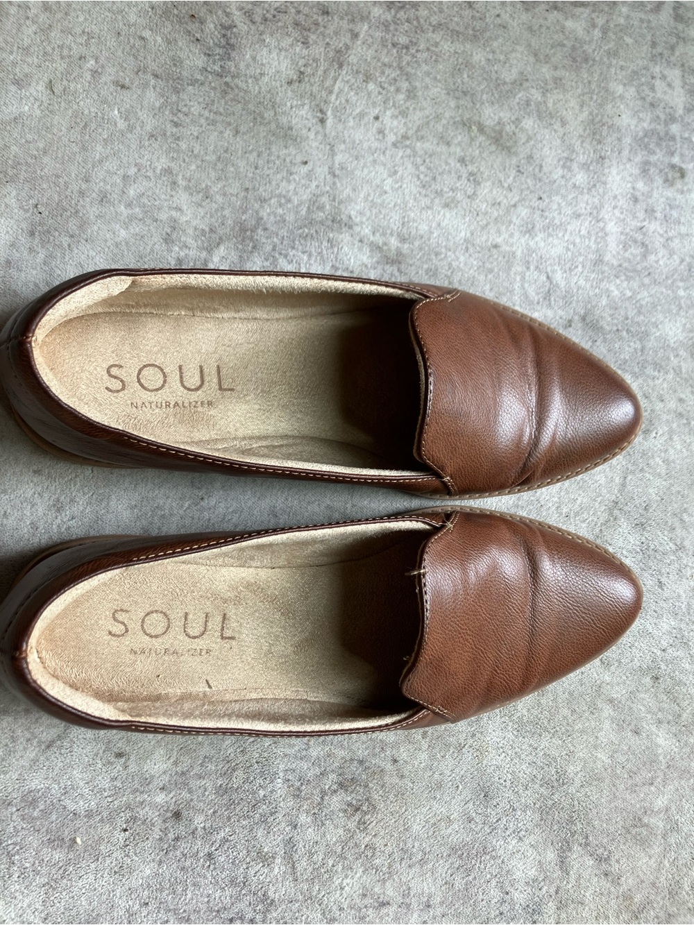 SOUL Naturalizer Women's Brown Pointed-Toe Leather Loafers